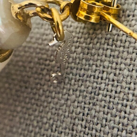 💜 Sesto Continente Made in Italy Shell Earrings 925 Gold Plated Sterling Silver - Picture 4 of 6